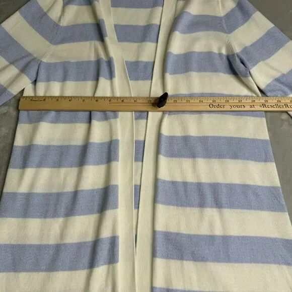 Talbots Sweater Womens MP Petite Blue White Stripe Open Front Longline Cardigan - Picture 7 of 10